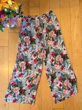 Floral Wide Leg Victoria Secret Pajama  Palazzo Pant Sheer M